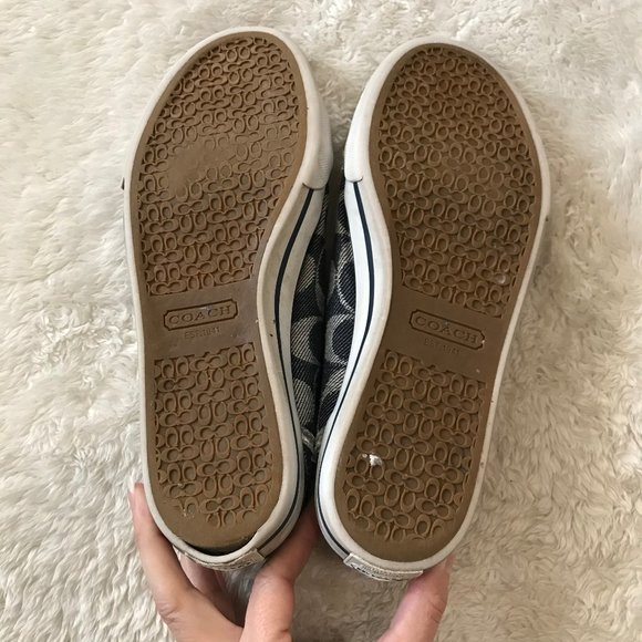 Coach Dee Navy Signature Sneakers Silver Logo 6.5 - Picture 8 of 9